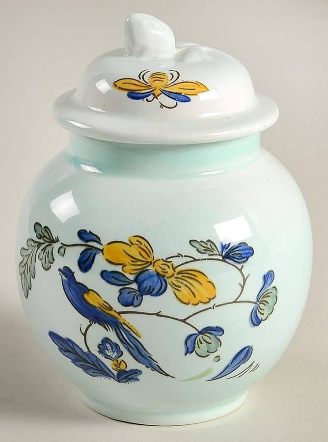 Blue Parrot (Celadon) Sugar Bowl & Lid by Adams China-1