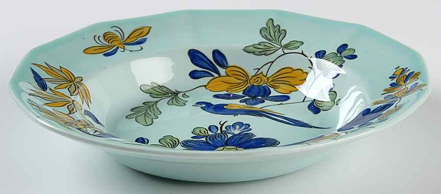 Blue Parrot (Celadon) Rim Soup Bowl by Adams China-1