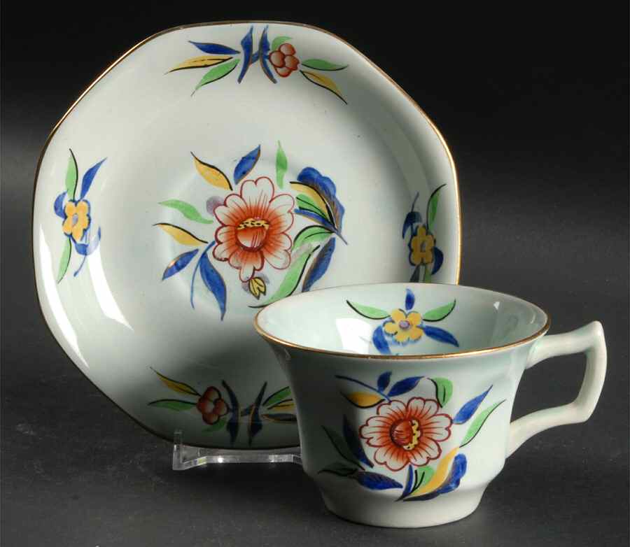 Cambodia Flat Cup & Saucer Set by Adams China-1