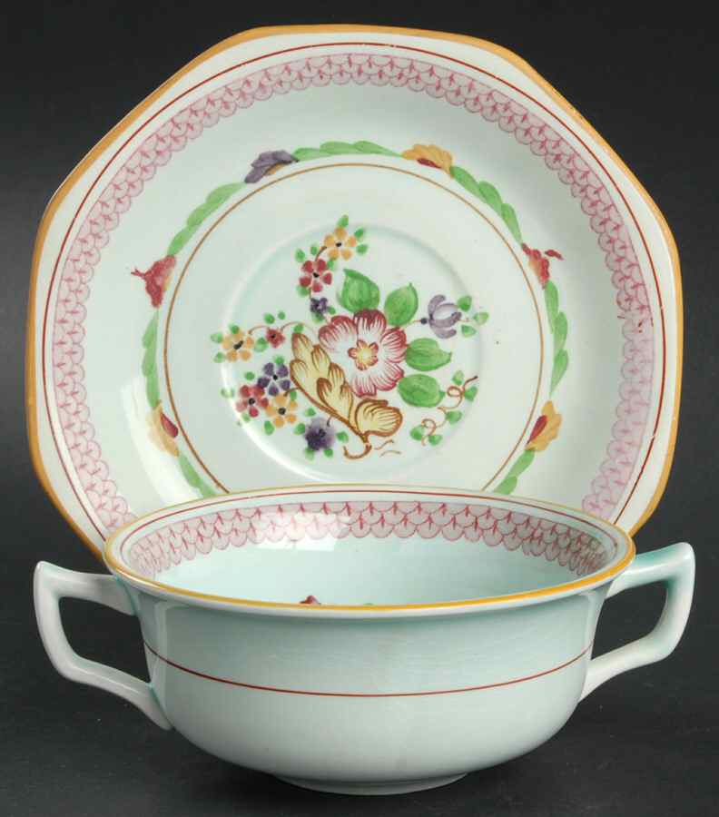 Carolynn Flat Cream Soup Bowl & Saucer Set by Adams China-1