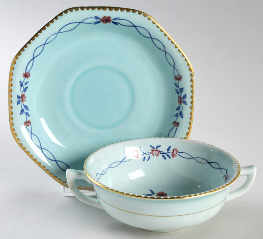 Cascade Flat Cream Soup Bowl & Saucer Set by Adams China-1