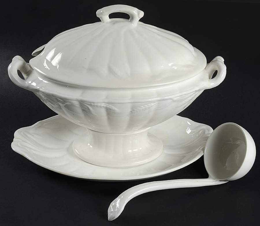 Ceres Cream Tureen & Lid w/Ladle & Underplate by Adams China-1