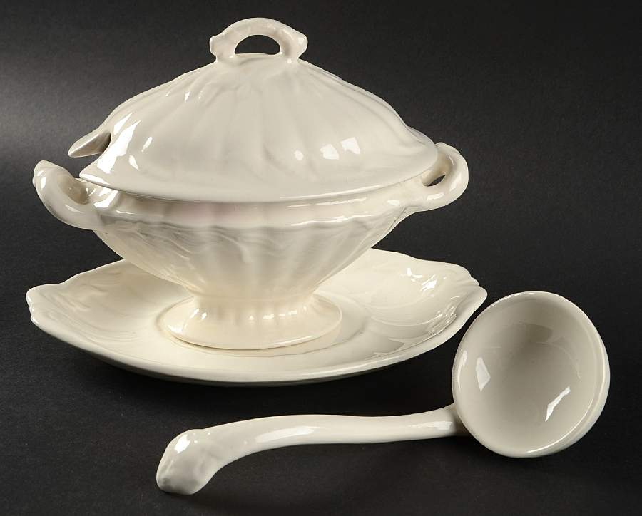 Ceres Cream Sauce Boat & Lid & Underplate & Ladle by Adams China-1
