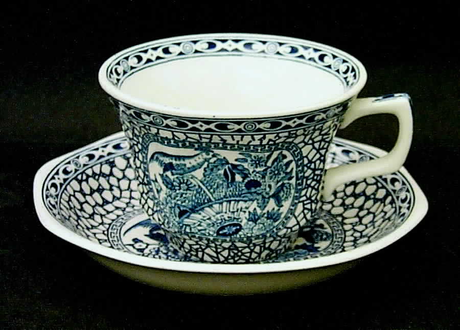 Chinese Bird Flat Cup & Saucer Set by Adams China-1