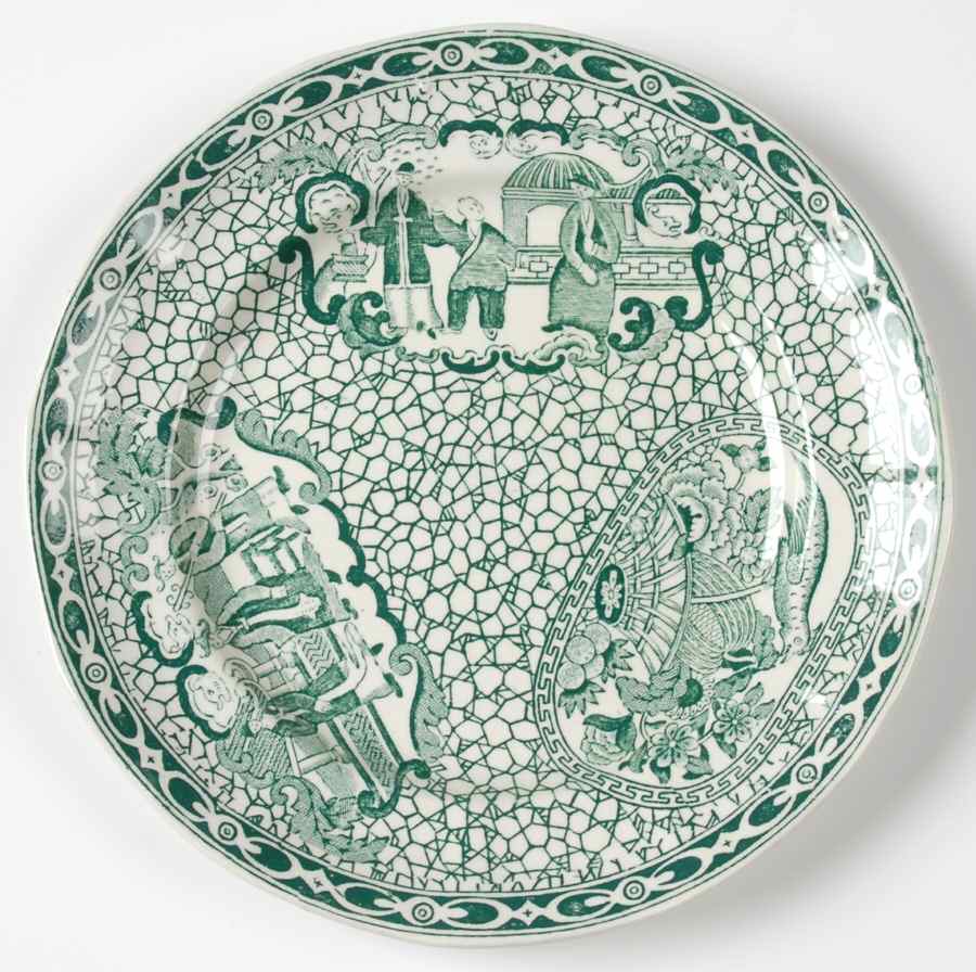 Chinese Bird Green Bread & Butter Plate by Adams China-1