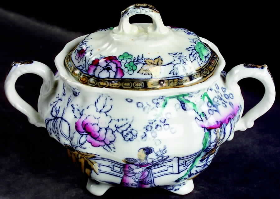 Chinese Ching Sugar Bowl & Lid by Adams China-1