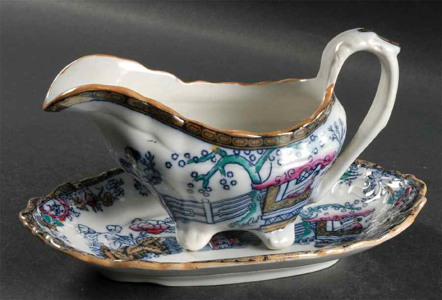 Chinese Ching Gravy Boat & Underplate by Adams China-1