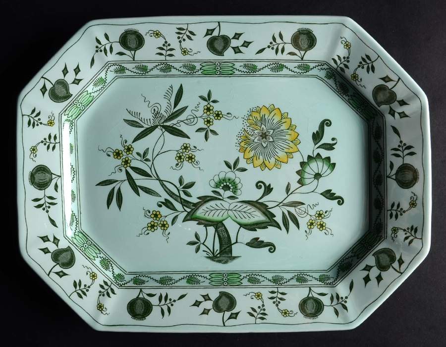 Chinese Garden Green 12" Oval Serving Platter by Adams China-1