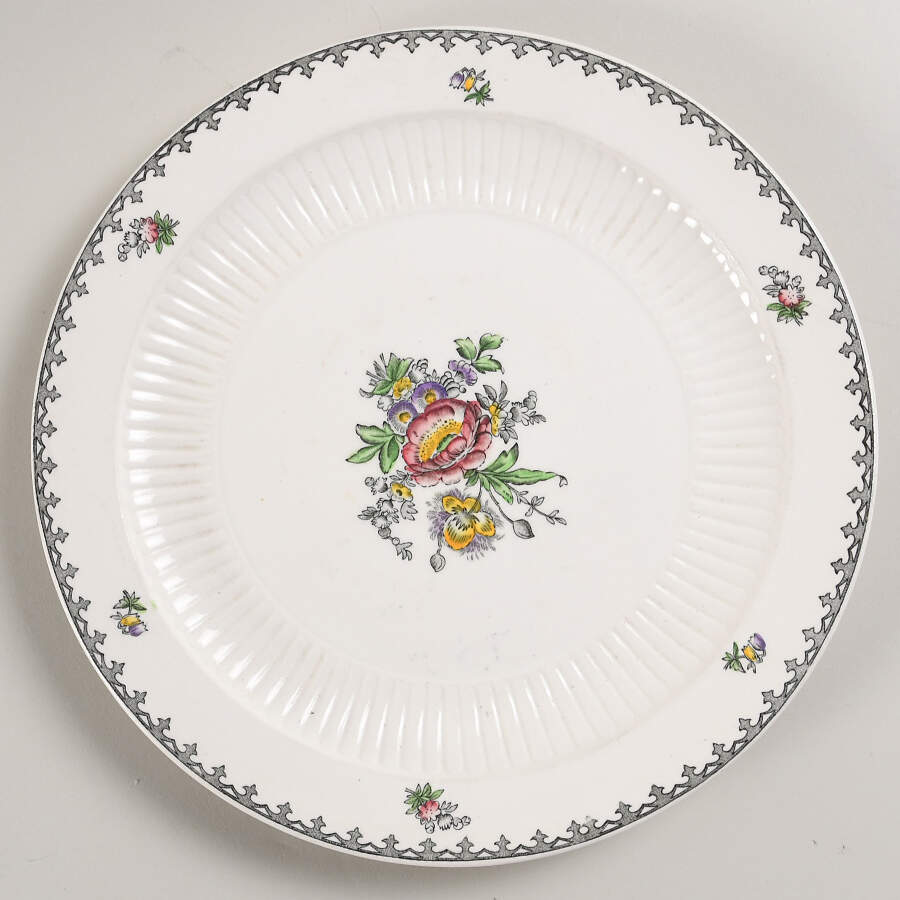 Chelsea Garden (Black Rim) Luncheon Plate by Adams China-1