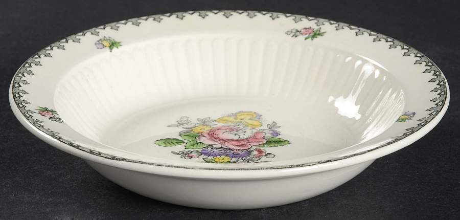 Chelsea Garden (Black Rim) Fruit/Dessert (Sauce) Bowl by Adams China-1