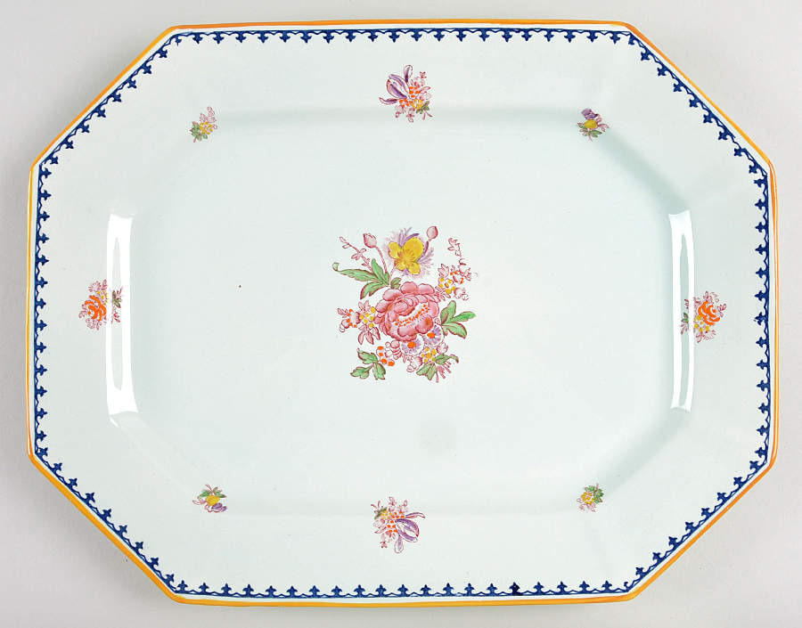 Chelsea Sprays Blue Multicolor 14" Oval Serving Platter by Adams China-1