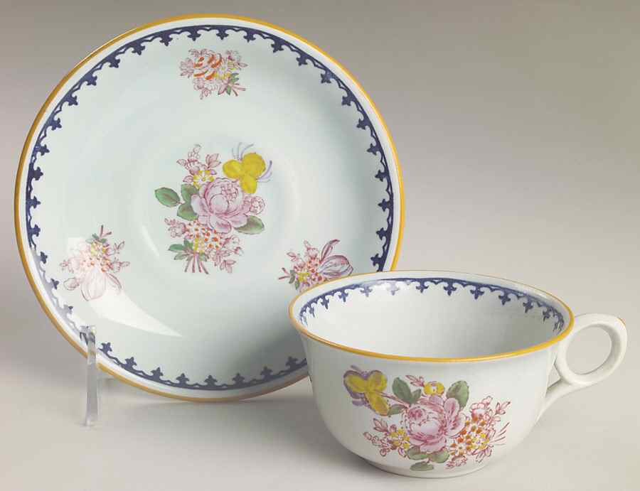 Chelsea Sprays Blue Multicolor Flat Cup & Saucer Set by Adams China-1