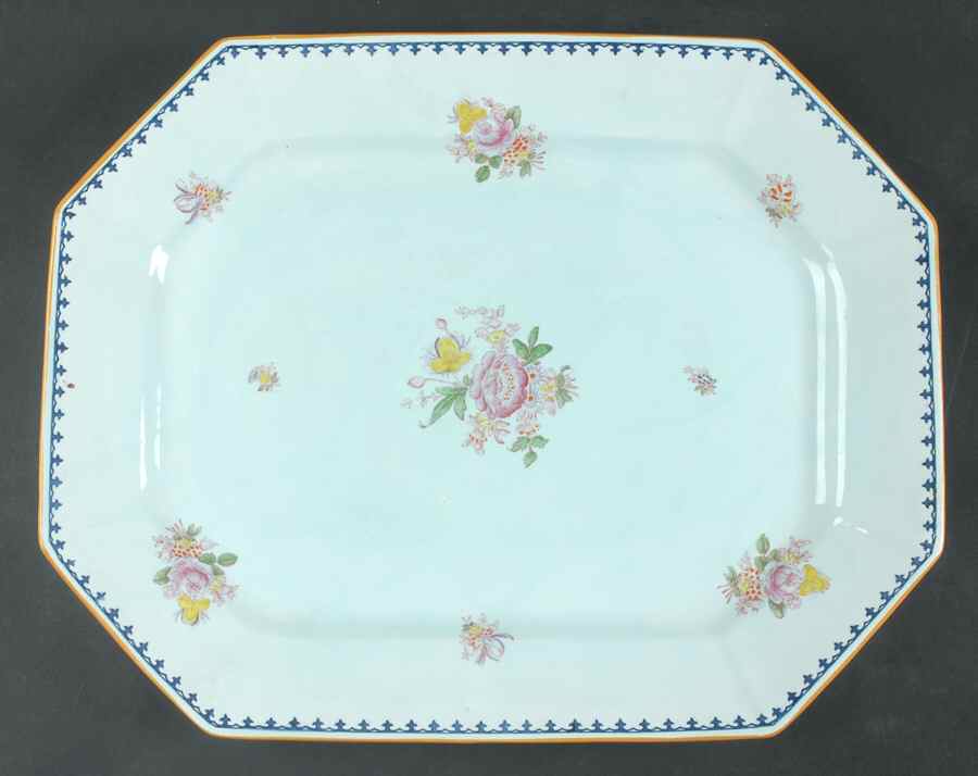 Chelsea Sprays Blue Multicolor 16" Oval Serving Platter by Adams China-1