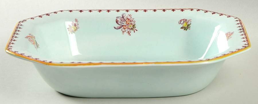 Chelsea Sprays Red (Fleur-De-Lis) 9" Oval Vegetable Bowl by Adams China-1