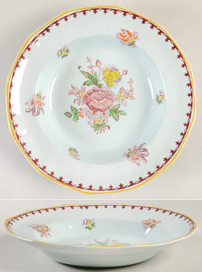 Chelsea Sprays Red (Fleur-De-Lis) Rim Soup Bowl by Adams China-1