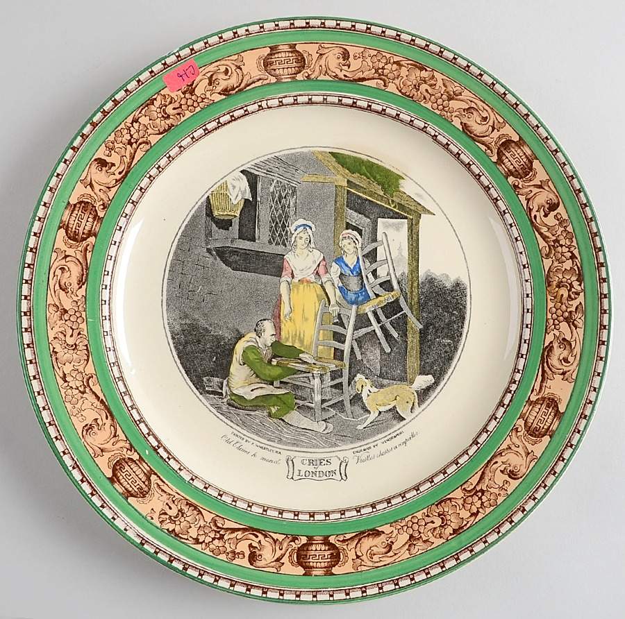 Cries of London (Green & Brown rim) Service Plate (Charger) by Adams China-1