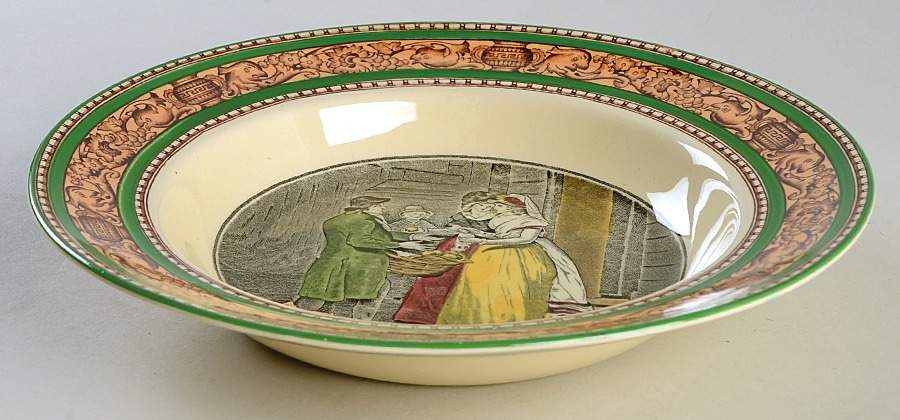 Cries of London (Green & Brown rim) Rim Soup Bowl by Adams China-1