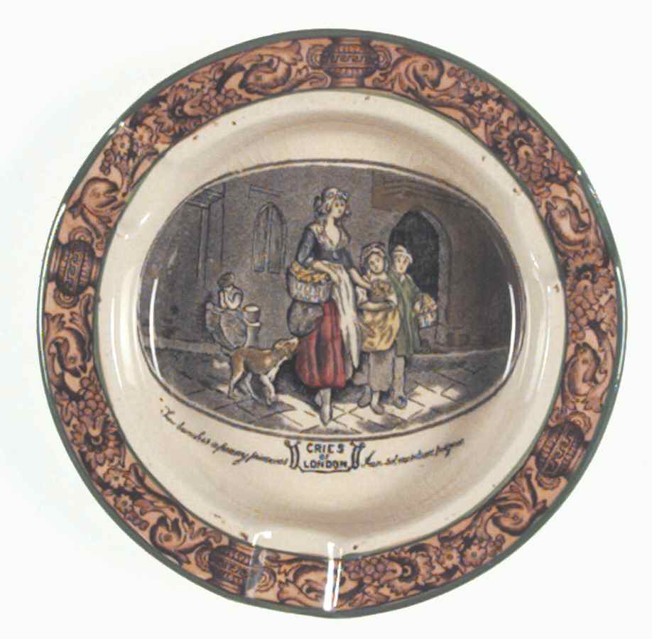 Cries of London (Green & Brown rim) 5" Ashtray by Adams China-1