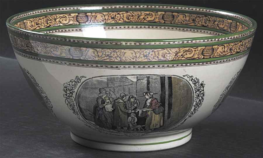 Cries of London (Green & Brown rim) 8" Chinese Bowl by Adams China-1