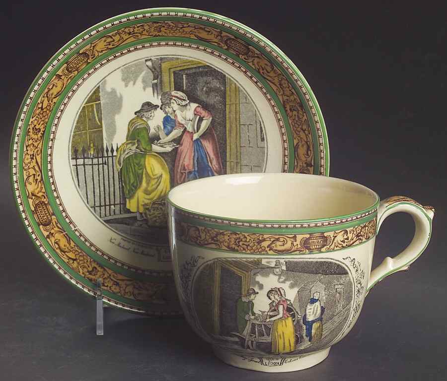 Cries of London (Green & Brown rim) Jumbo Cup & Saucer Set by Adams China-1