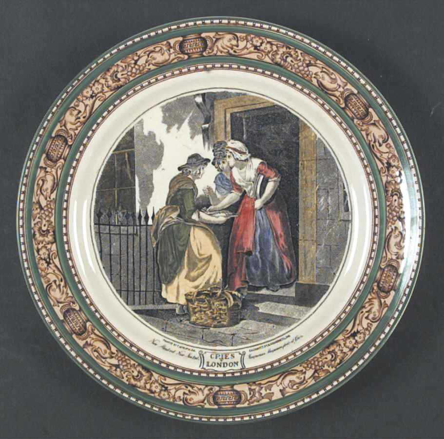 Cries of London (Green & Brown rim) Dinner Plate by Adams China-1