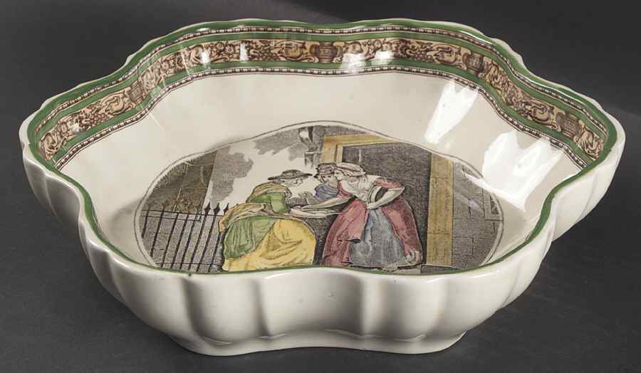 Cries of London (Green & Brown rim) Large Fruit Bowl by Adams China-1