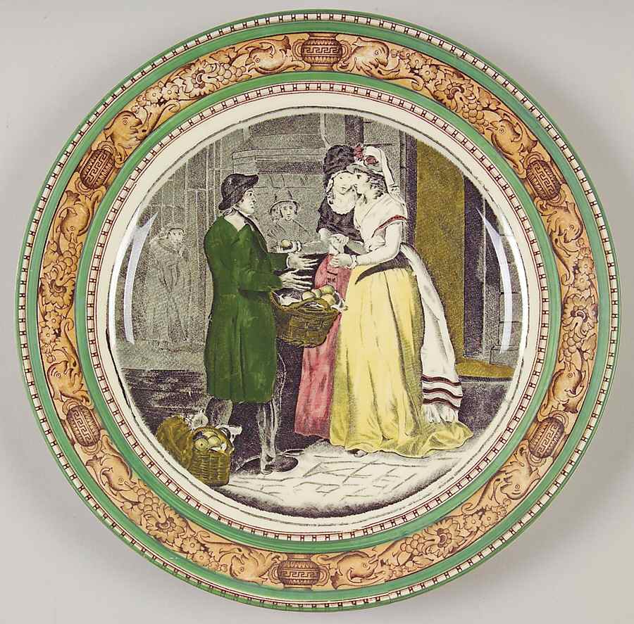 Cries of London (Green & Brown rim) Luncheon Plate by Adams China-1