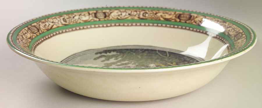 Cries of London (Green & Brown rim) 10" Round Vegetable Bowl by Adams China-1