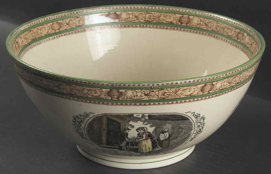 Cries of London (Green & Brown rim) 10" Large Salad Serving Bowl by Adams China-1