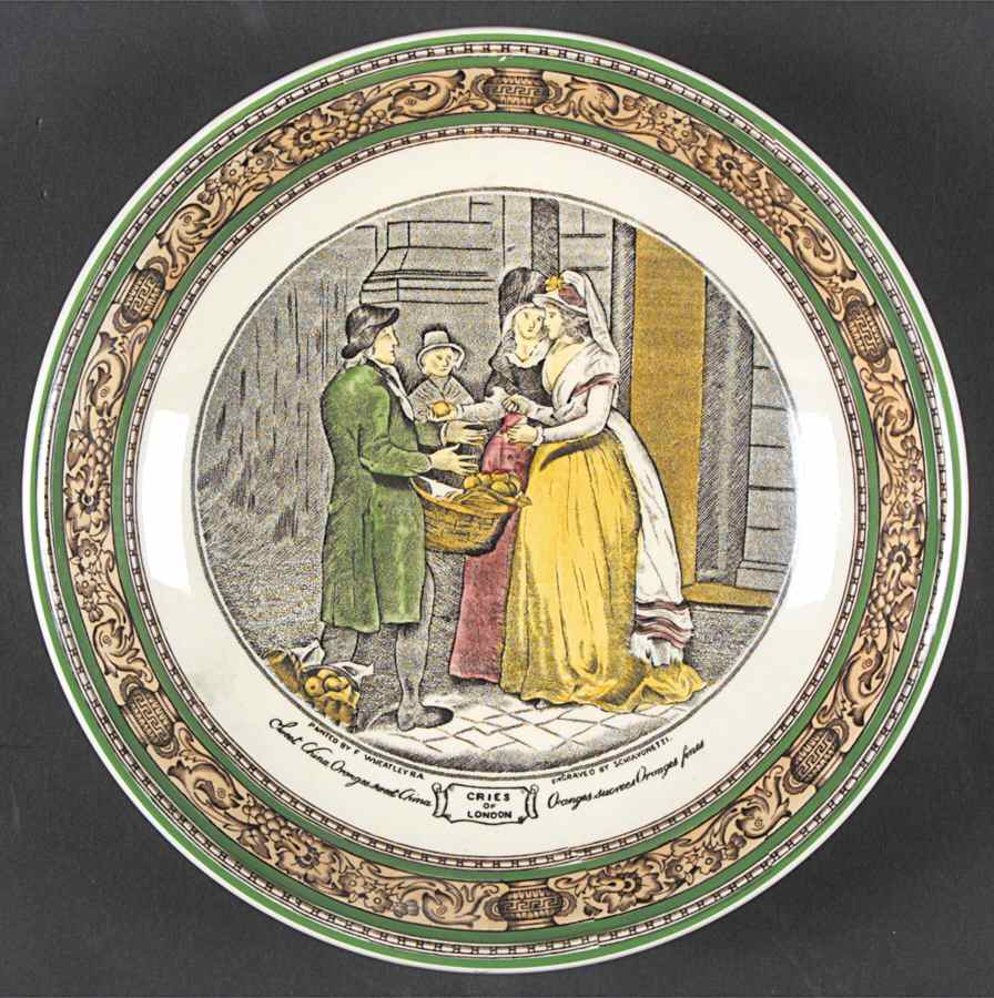 Cries of London (Green & Brown rim) Saucer for Jumbo Cup by Adams China-1