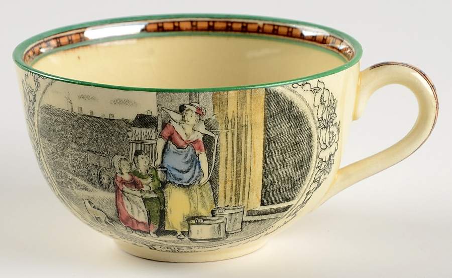 Cries of London (Green & Brown rim) Flat Cup by Adams China-1