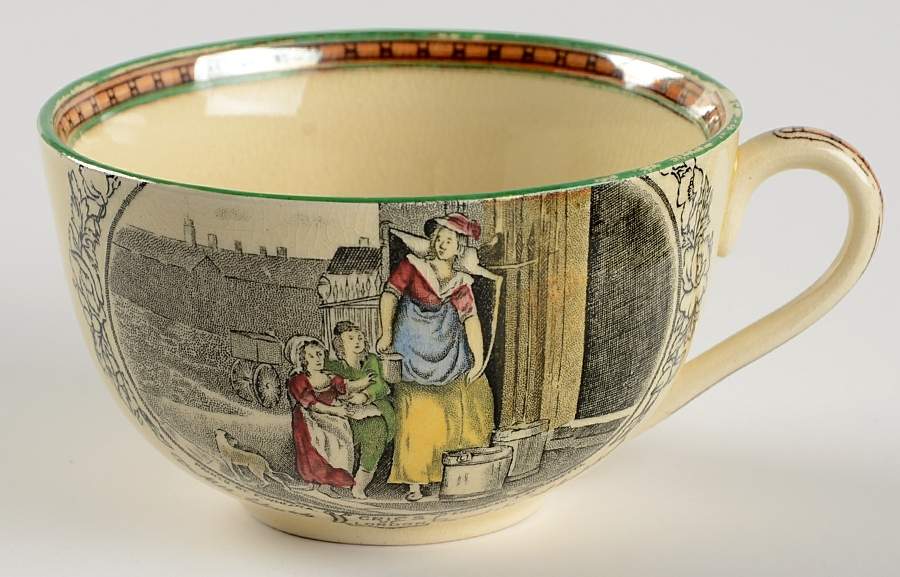 Cries of London (Green & Brown rim) Flat Cup by Adams China-1