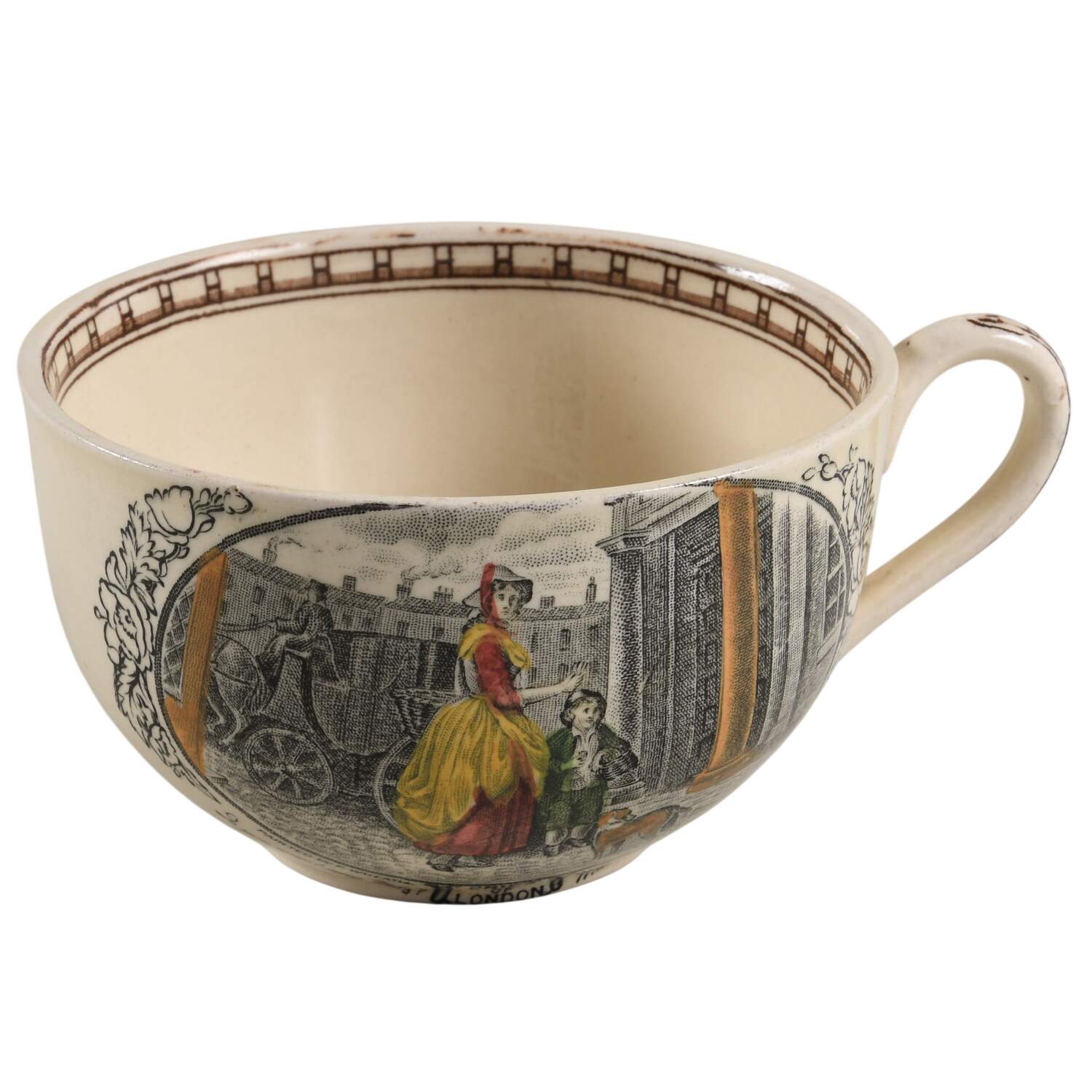 Cries of London (Brown Border) Flat Cup by Adams China-1