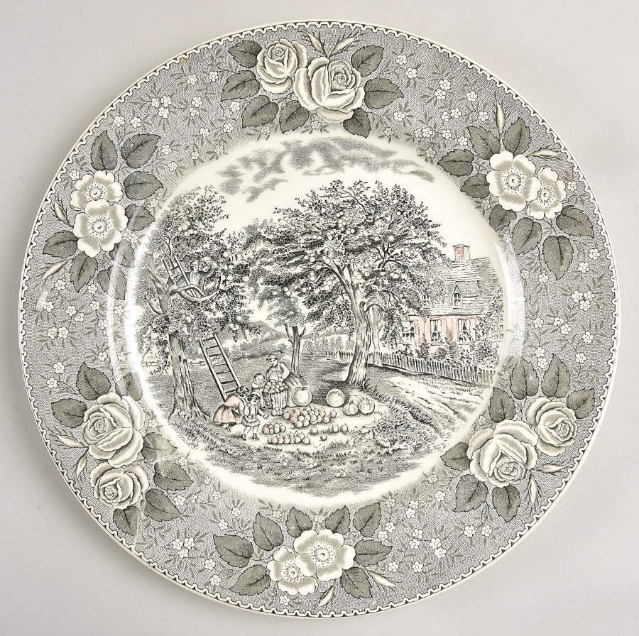 Currier & Ives Black Dinner Plate by Adams China-1