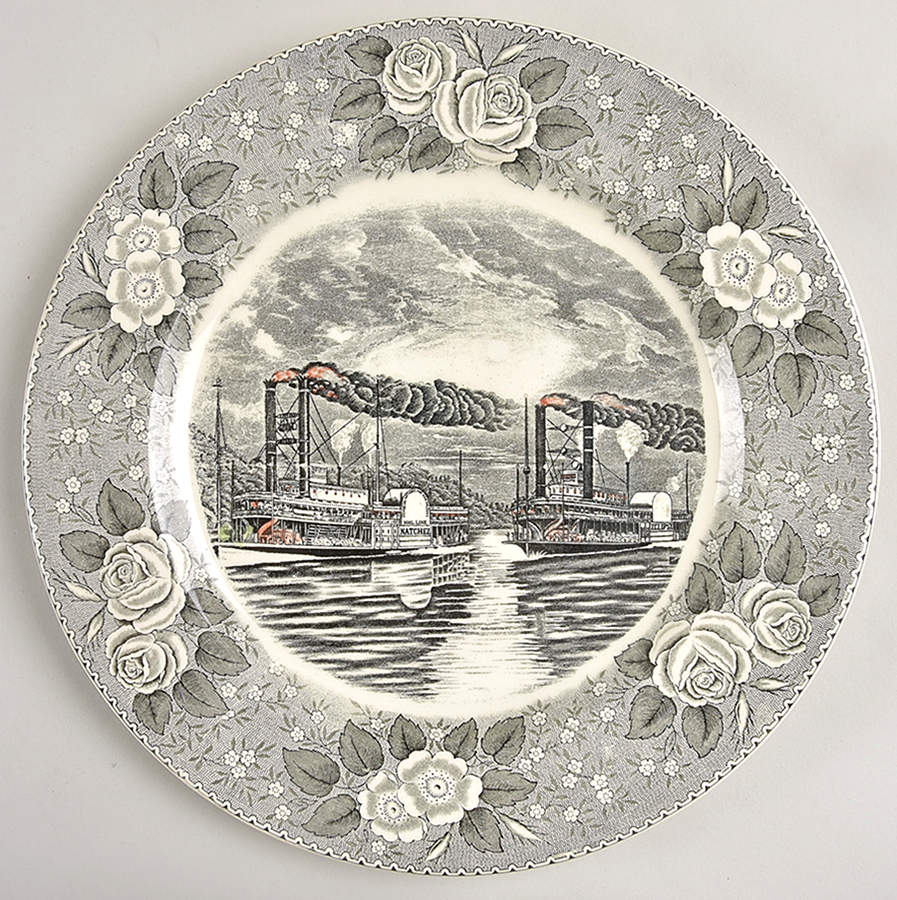 Currier & Ives Black Dinner Plate by Adams China-1