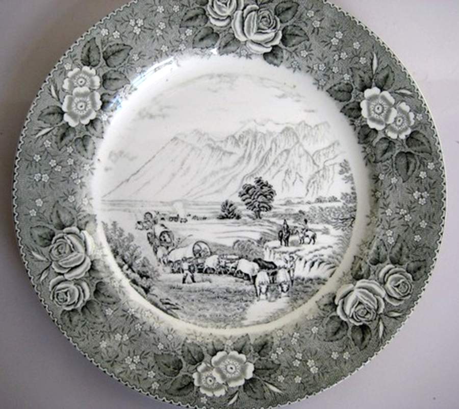 Currier & Ives Black Dinner Plate by Adams China-1