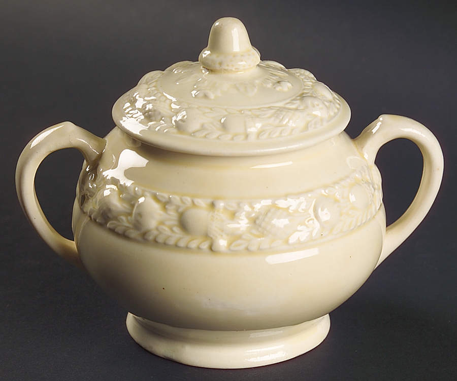 Della Robia Cream (Titian Ware) Sugar Bowl & Lid by Adams China-1