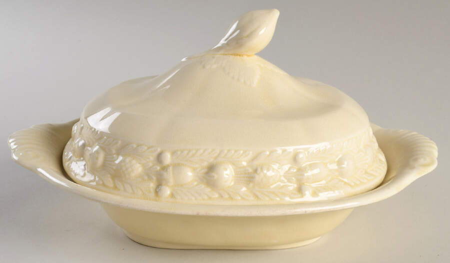 Della Robia Cream (Titian Ware) Oval Covered Vegetable by Adams China-1
