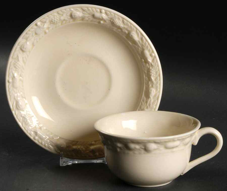 Della Robia Cream (Titian Ware) Flat Cup & Saucer Set by Adams China-1