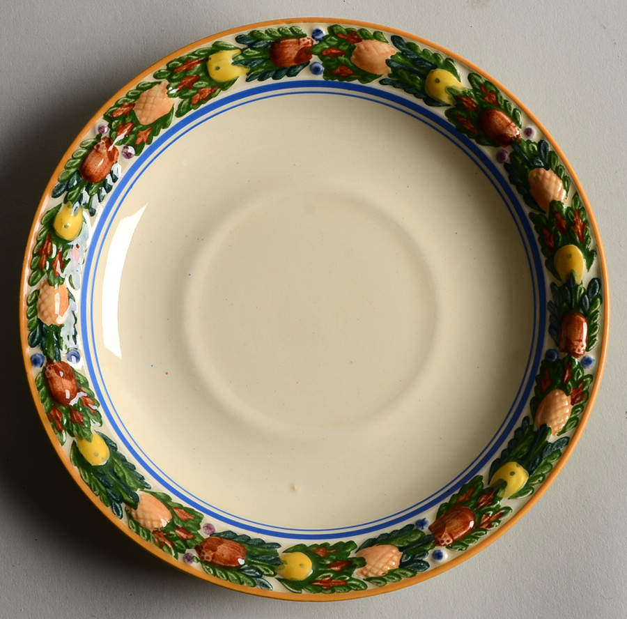 Della Robia Multicolor on Cream Saucer for Oversized Cup by Adams China-1