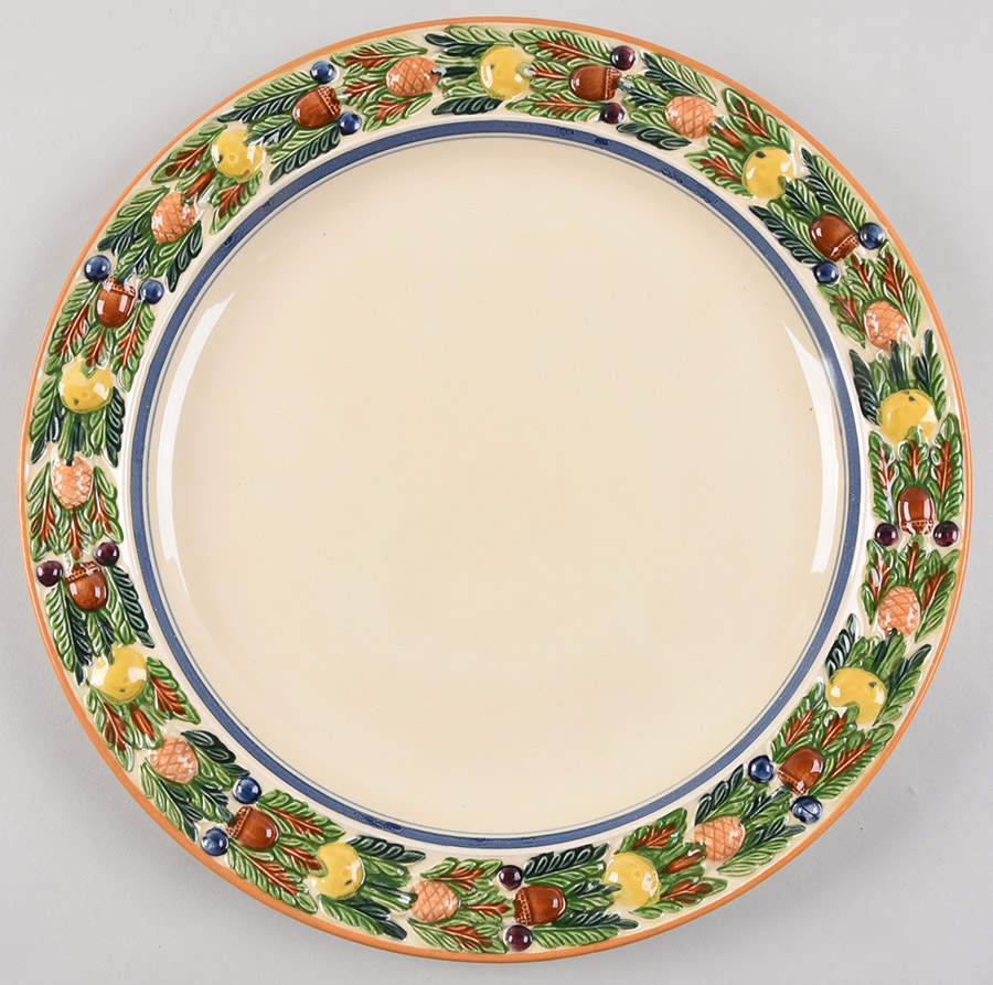 Della Robia Multicolor on Cream 12" Chop Plate (Round Platter) by Adams China-1