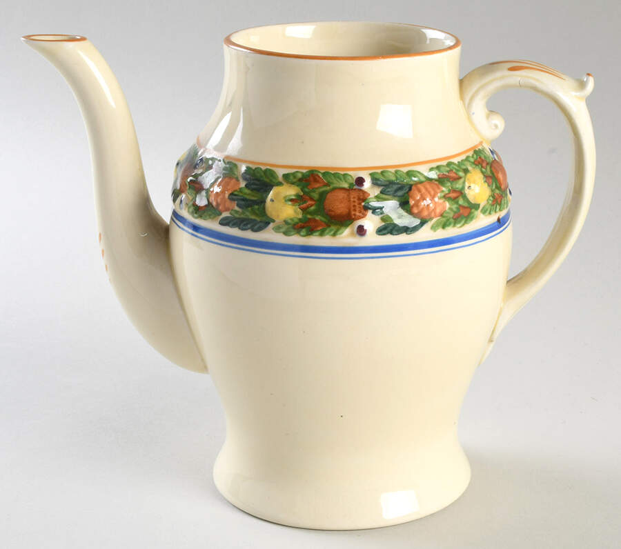 Della Robia Multicolor on Cream Coffee Pot No Lid by Adams China-1