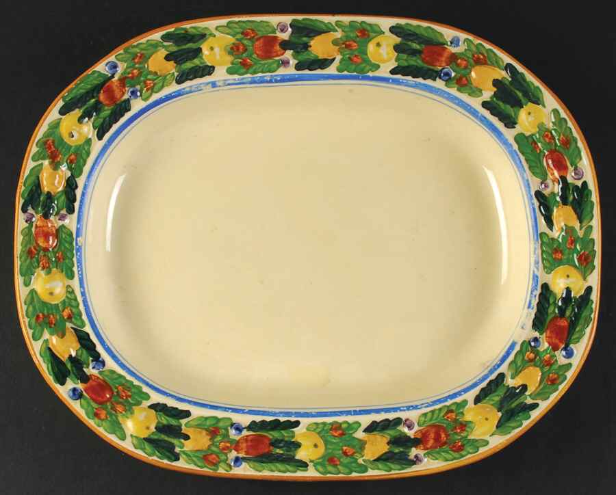 Della Robia Multicolor on Cream 13" Oval Serving Platter by Adams China-1