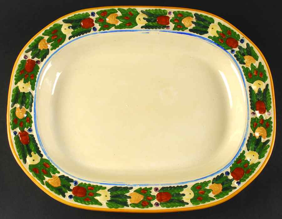 Della Robia Multicolor on Cream 15" Oval Serving Platter by Adams China-1