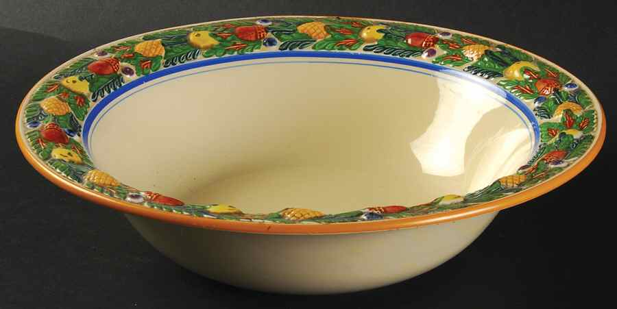 Della Robia Multicolor on Cream 9" Round Vegetable Bowl by Adams China-1