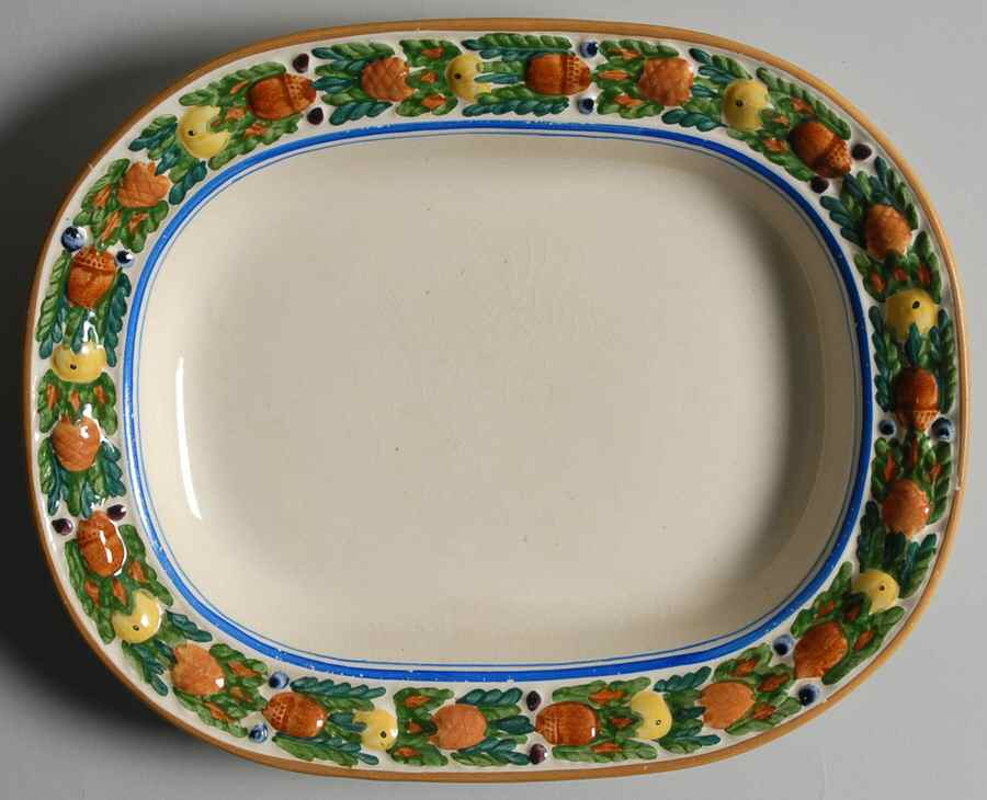 Della Robia Multicolor on Cream 9" Oval Serving Platter by Adams China-1