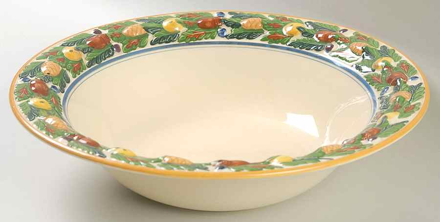 Della Robia Multicolor on Cream 10" Round Vegetable Bowl by Adams China-1