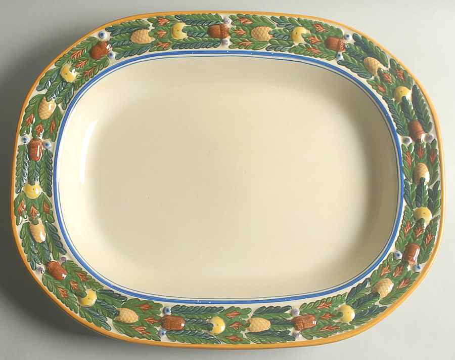 Della Robia Multicolor on Cream 17" Oval Serving Platter by Adams China-1