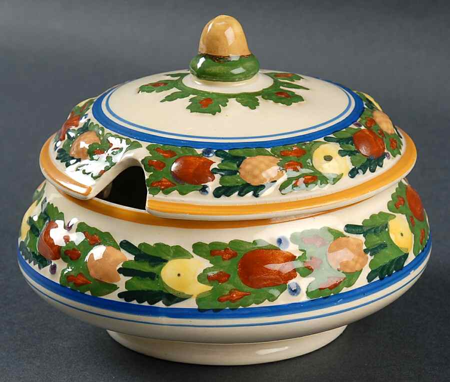 Della Robia Multicolor on Cream Sugar Bowl & Lid by Adams China-1