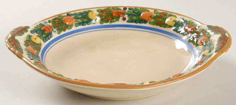 Della Robia Multicolor on Cream Lugged Cereal Bowl by Adams China-1